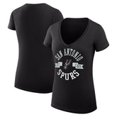 San Antonio Spurs G-III 4Her by Carl Banks Women's Super-Slim Fit Lightweight Large City Logo V-Neck T-Shirt Black - NBA
