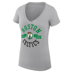 Boston Celtics G-III 4Her by Carl Banks Women's Super-Slim Fit Lightweight Large City Logo V-Neck T-Shirt Heather Gray - NBA
