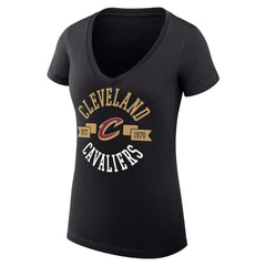 Cleveland Cavaliers G-III 4Her by Carl Banks Women's Super-Slim Fit Lightweight Large City Logo V-Neck T-Shirt Black - NBA