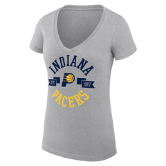 Indiana Pacers G-III 4Her by Carl Banks Women's Super-Slim Fit Lightweight Large City Logo V-Neck T-Shirt Heather Gray - NBA