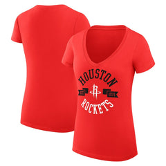 Houston Rockets G-III 4Her by Carl Banks Women's Super-Slim Fit Lightweight Large City Logo V-Neck T-Shirt Red - NBA