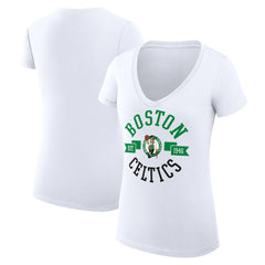 Boston Celtics G-III 4Her by Carl Banks Women's Super-Slim Fit Lightweight Large City Logo V-Neck T-Shirt White - NBA