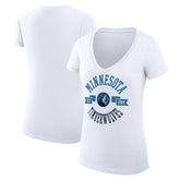 Minnesota Timberwolves G-III 4Her by Carl Banks Women's Super-Slim Fit Lightweight Large City Logo V-Neck T-Shirt White - NBA
