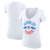 Oklahoma City Thunder G-III 4Her by Carl Banks Women's Super-Slim Fit Lightweight Large City Logo V-Neck T-Shirt White - NBA