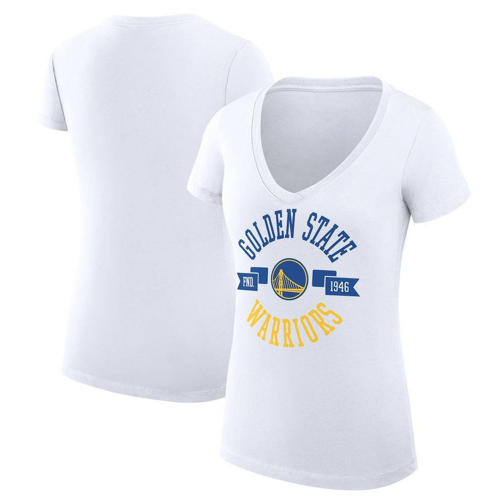 Golden State Warriors G-III 4Her by Carl Banks Women's Super-Slim Fit Lightweight Large City Logo V-Neck T-Shirt White - NBA