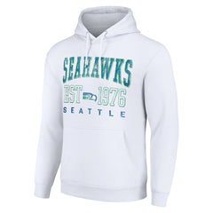 Seattle Seahawks Starter Unisex Throwback Logo Pullover Hoodie White | NFL