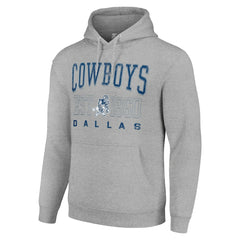 Dallas Cowboys Starter Unisex Throwback Logo Pullover Hoodie Heather Gray | NFL
