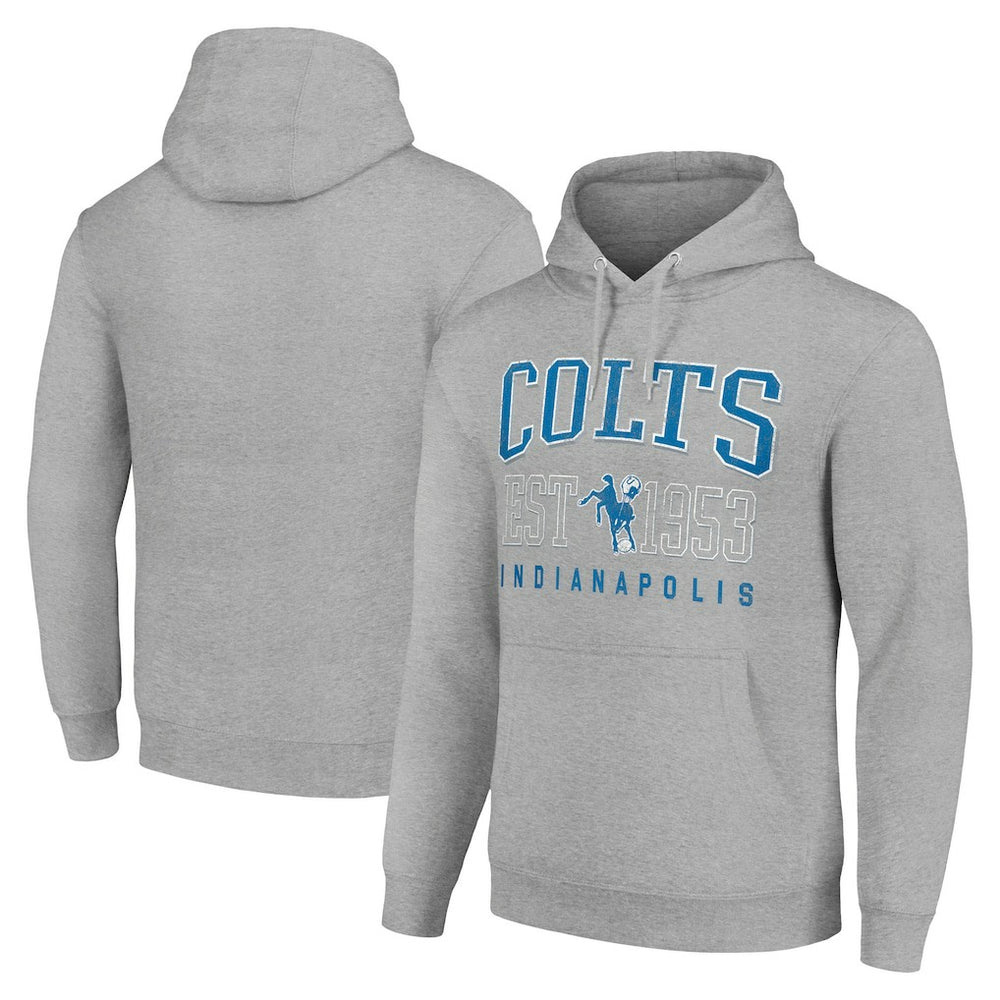 Indianapolis Colts Starter Unisex Throwback Logo Pullover Hoodie Heather Gray | NFL