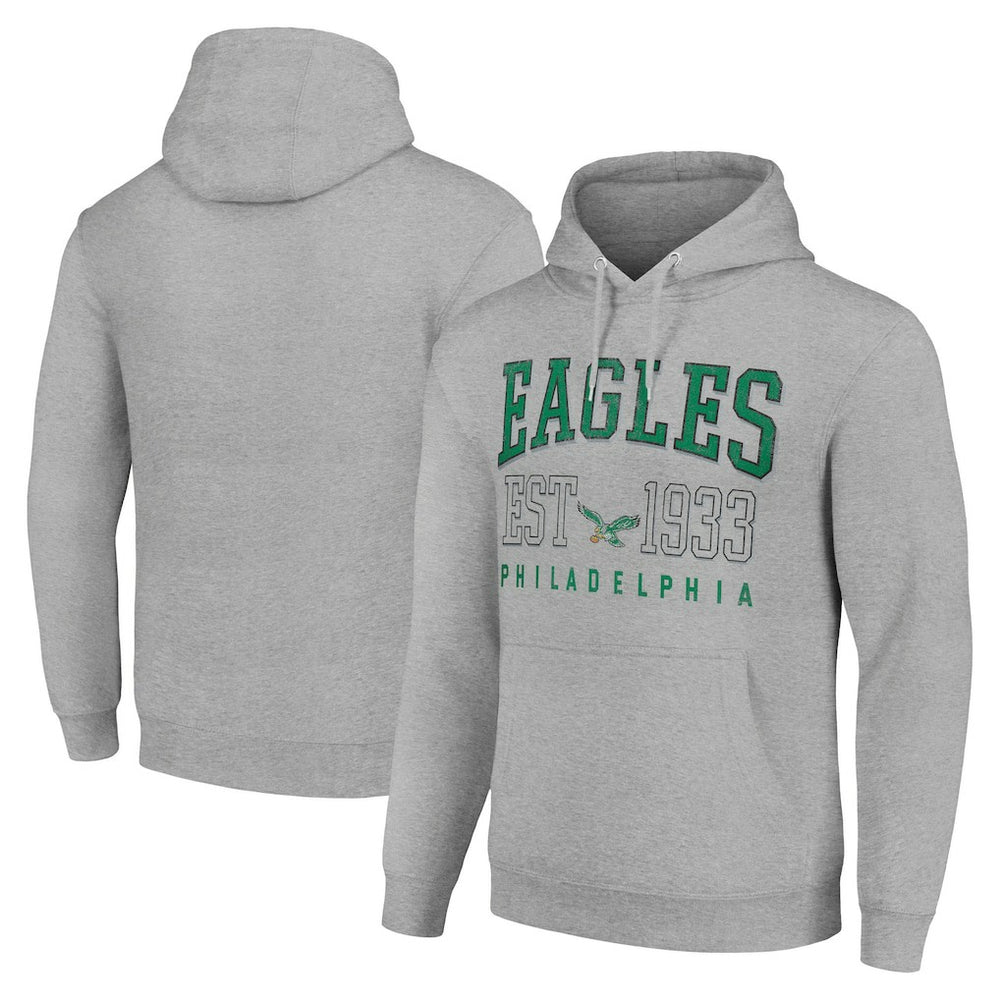 Philadelphia Eagles Starter Unisex Throwback Logo Pullover Hoodie Heather Gray | NFL
