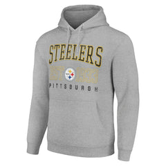 Pittsburgh Steelers Starter Unisex Throwback Logo Pullover Hoodie Heather Gray | NFL