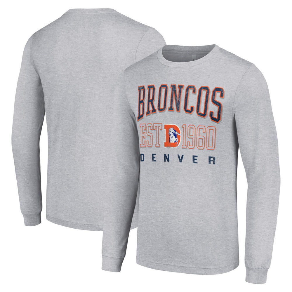 Denver Broncos Starter Throwback Logo Long Sleeve T-Shirt Heather Gray | NFL
