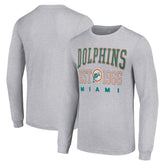 Miami Dolphins Starter Throwback Logo Long Sleeve T-Shirt Heather Gray | NFL