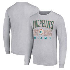 Miami Dolphins Starter Throwback Logo Long Sleeve T-Shirt Heather Gray | NFL