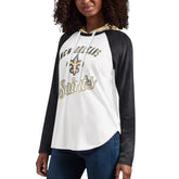 New Orleans Saints G-III 4Her by Carl Banks Women's MVP Raglan Hooded Long Sleeve T-Shirt White | NFL