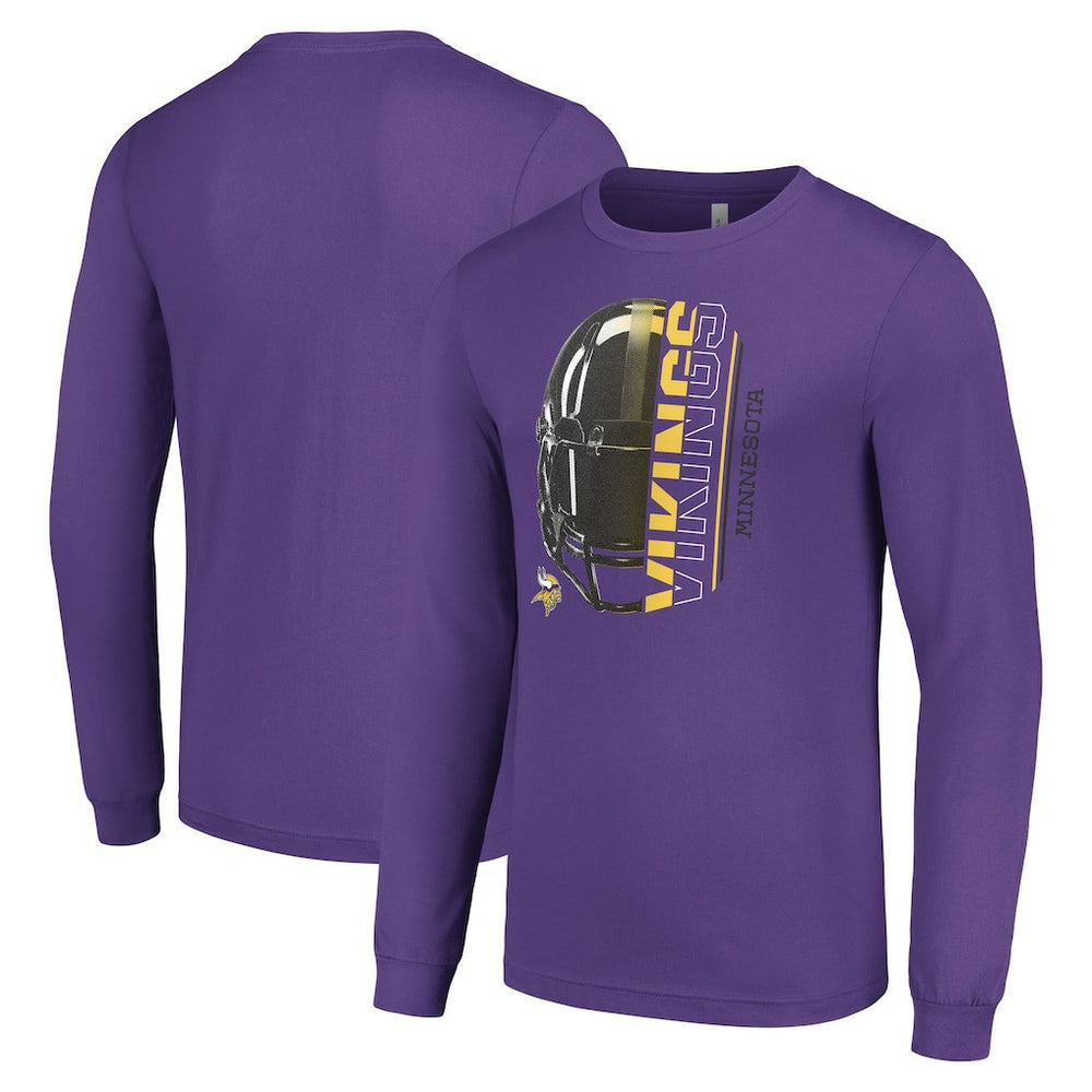 Minnesota Vikings Starter Half Helmet Logo Long Sleeve T-Shirt Purple | NFL