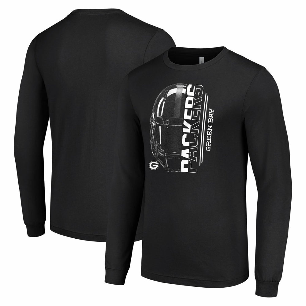 Green Bay Packers Starter Half Helmet Logo Long Sleeve T-Shirt Black | NFL