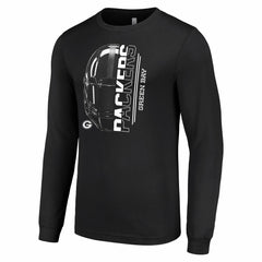 Green Bay Packers Starter Half Helmet Logo Long Sleeve T-Shirt Black | NFL