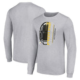 Pittsburgh Steelers Starter Half Helmet Logo Long Sleeve Heathered T-Shirt Heather Gray | NFL