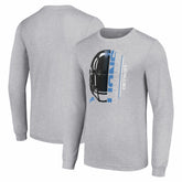 Detroit Lions Starter Half Helmet Logo Long Sleeve Heathered T-Shirt Heather Gray | NFL