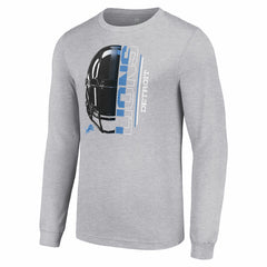Detroit Lions Starter Half Helmet Logo Long Sleeve Heathered T-Shirt Heather Gray | NFL