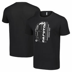 Green Bay Packers Starter Half Helmet Logo T-Shirt Black | NFL