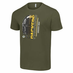 Green Bay Packers Starter Half Helmet Logo T-Shirt Olive | NFL