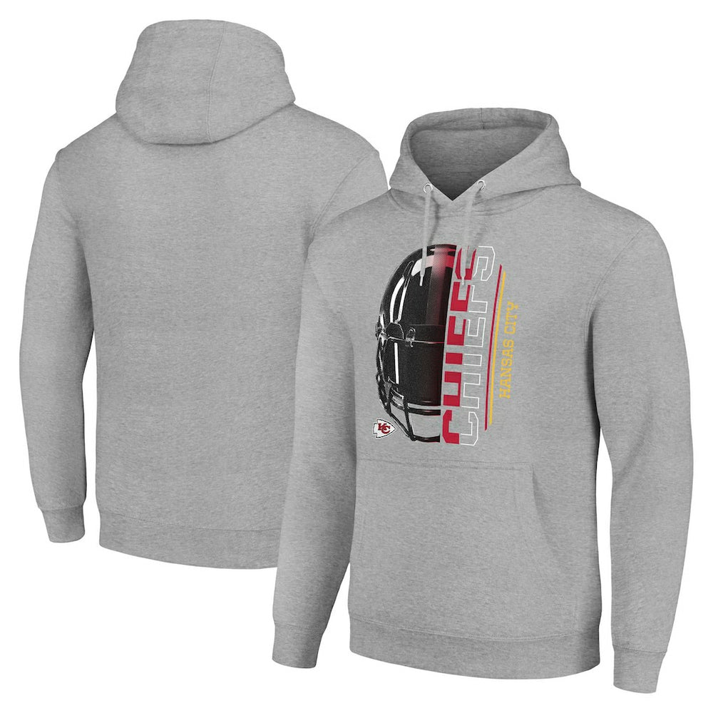 Kansas City Chiefs Starter Unisex Half Helmet Logo Pullover Hoodie Heather Gray | NFL