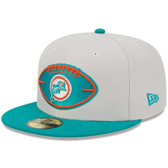 Miami Dolphins New Era 2024 Sideline Historic 59FIFTY Fitted Hat Stone/Aqua | NFL