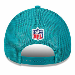 Miami Dolphins New Era 2024 Sideline Historic 9FORTY A-Frame Trucker Adjustable Hat Stone/Aqua | NFL