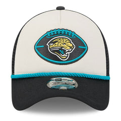 Jacksonville Jaguars New Era 2024 Sideline Historic 9FORTY A-Frame Trucker Adjustable Hat Stone/Black | NFL
