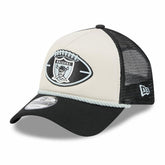 Las Vegas Raiders New Era 2024 Sideline Historic 9FORTY A-Frame Trucker Adjustable Hat Stone/Black | NFL