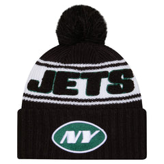 New York Jets New Era 2024 Sideline Cuffed Knit Hat with Pom Black | NFL