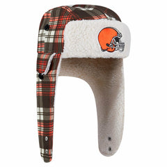 Cleveland Browns New Era Sideline Plaid Sherpa Trapper Hat Brown | NFL