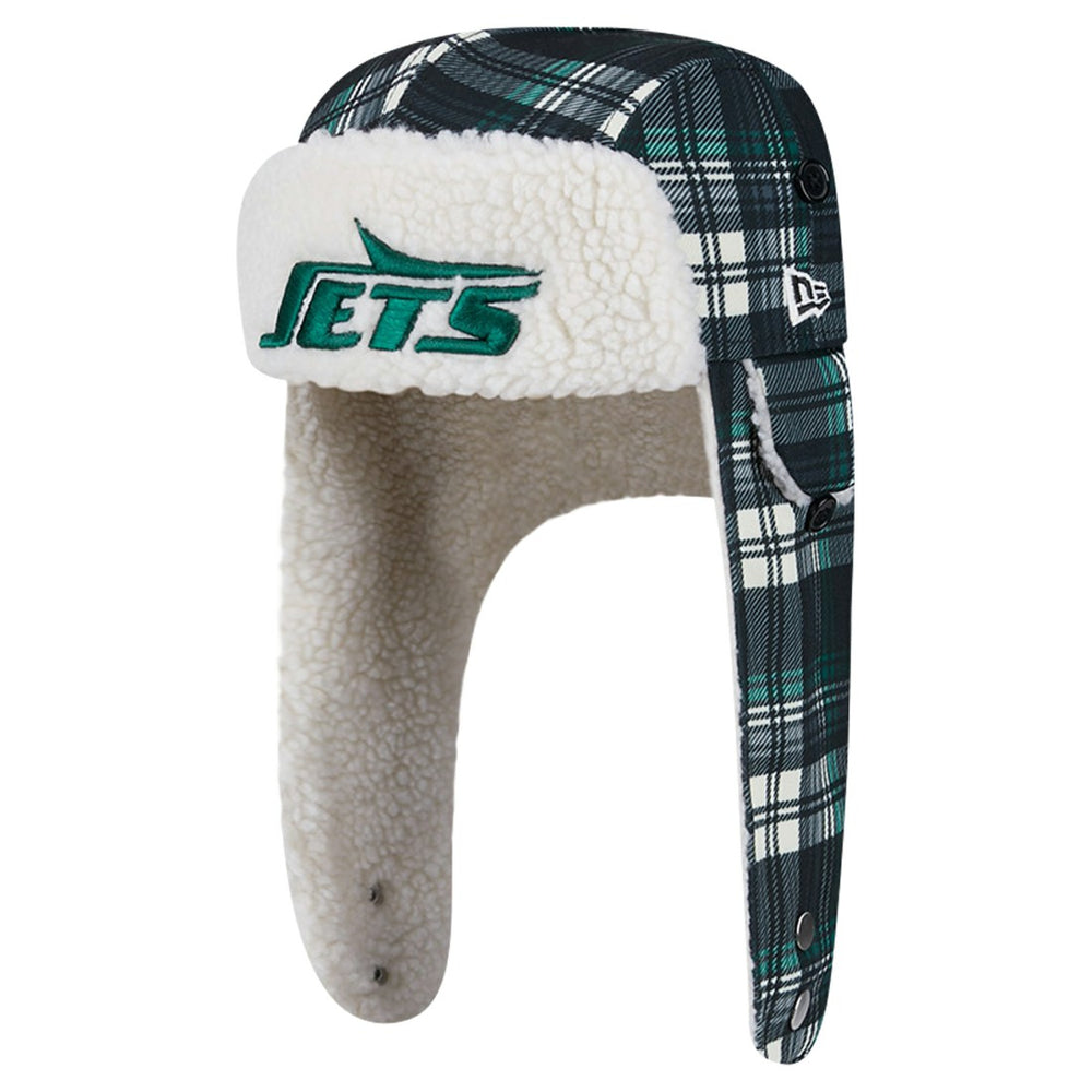 New York Jets New Era Sideline Plaid Sherpa Trapper Hat Black | NFL