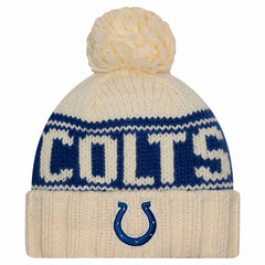 Indianapolis Colts New Era Women's 2024 Sideline Cuffed Knit Hat with Pom Cream | NFL