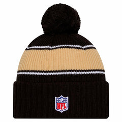 New Orleans Saints New Era Youth 2024 Sideline Sport Cuffed Knit Hat with Pom Black | NFL