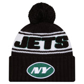 New York Jets New Era Youth 2024/25 Sideline Cuffed Knit Hat with Pom Black | NFL