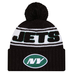 New York Jets New Era Youth 2024/25 Sideline Cuffed Knit Hat with Pom Black | NFL