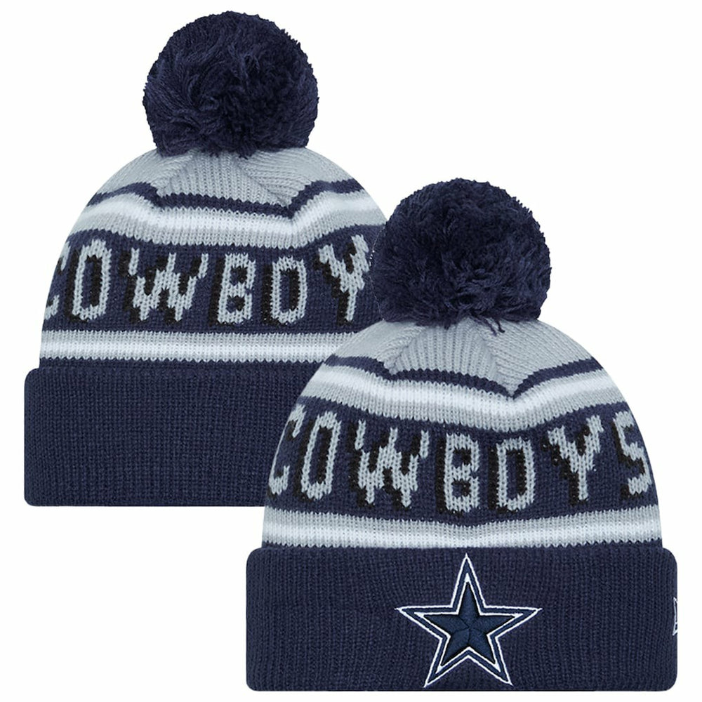 Dallas Cowboys New Era Preschool Main Wordmark Cuffed Knit Hat with Pom Navy | NFL