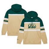 Minnesota Wild Mitchell & Ness Head Coach Pullover Hoodie - Cream/Green - NHL