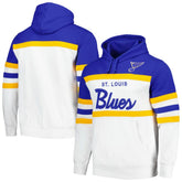 St. Louis Blues Mitchell & Ness Head Coach Pullover Hoodie - White/Blue - NHL