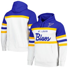 St. Louis Blues Mitchell & Ness Head Coach Pullover Hoodie - White/Blue - NHL