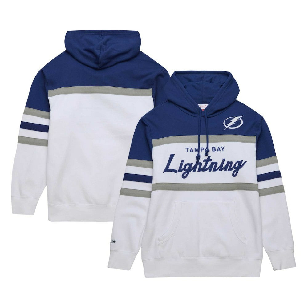 Tampa Bay Lightning Mitchell & Ness Head Coach Pullover Hoodie - White/Blue - NHL