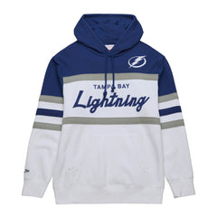 Tampa Bay Lightning Mitchell & Ness Head Coach Pullover Hoodie - White/Blue - NHL