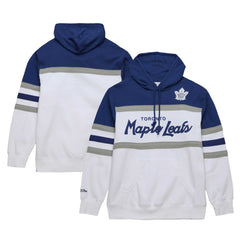 Toronto Maple Leafs Mitchell & Ness Head Coach Pullover Hoodie - White/Blue - NHL