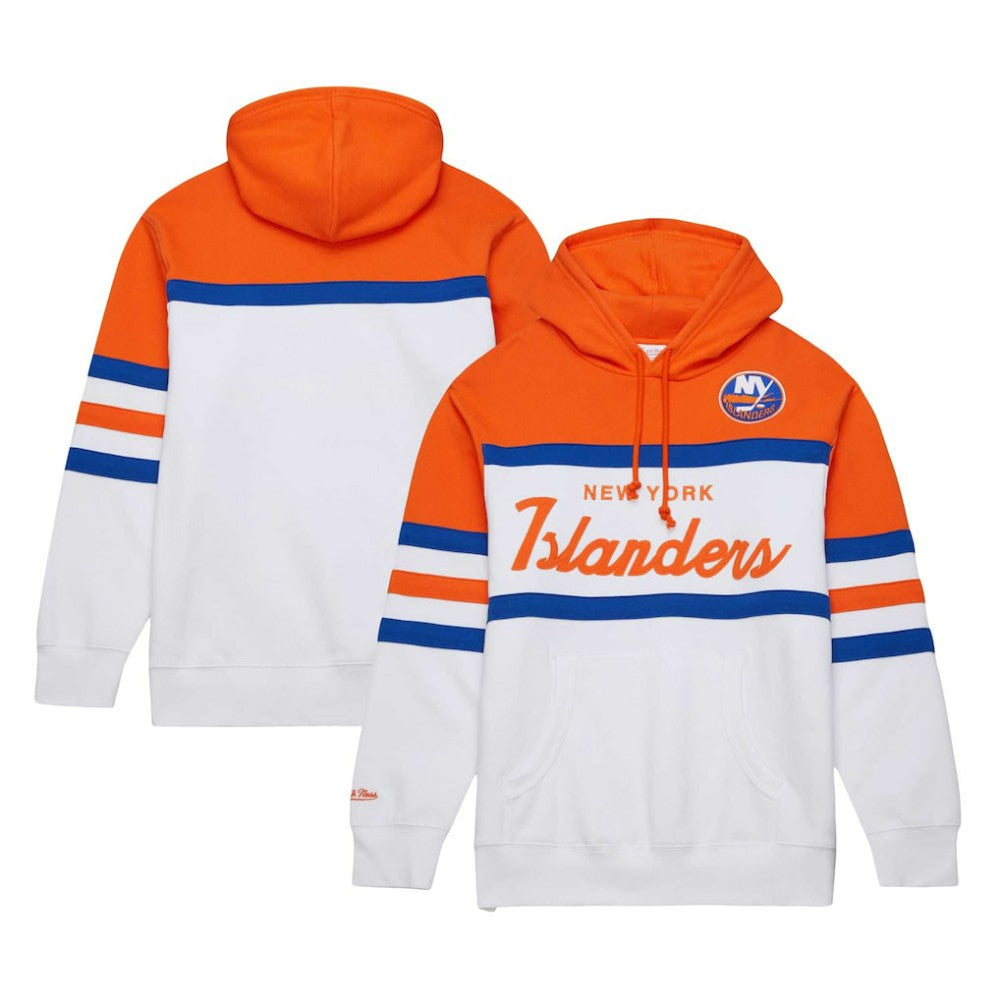 New York Islanders Mitchell & Ness Head Coach Pullover Hoodie - White/Orange - NHL