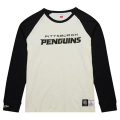 Pittsburgh Penguins Mitchell & Ness Legendary Slub Vintage Raglan Long Sleeve T-Shirt - Cream - NHL