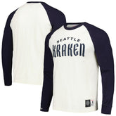 Seattle Kraken Mitchell & Ness Legendary Slub Vintage Raglan Long Sleeve T-Shirt - Cream - NHL