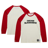 Chicago Blackhawks Mitchell & Ness Legendary Slub Vintage Raglan Long Sleeve T-Shirt - Cream - NHL