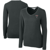 Atlanta Falcons Cutter & Buck Women's Throwback Logo Lakemont Tri-Blend V-Neck Pullover Sweater Heather Charcoal | NFL